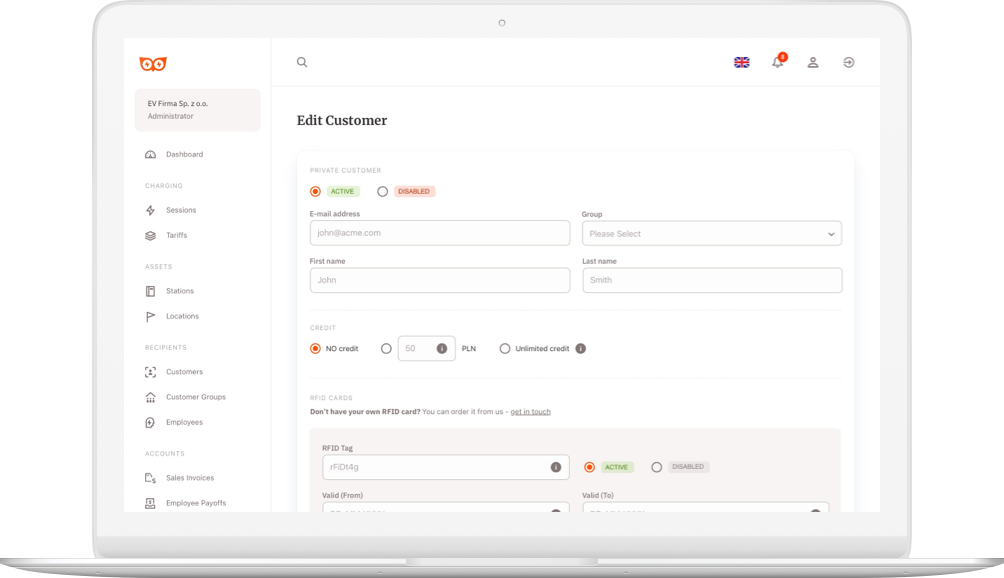 Panel zarządzania odbiorcami